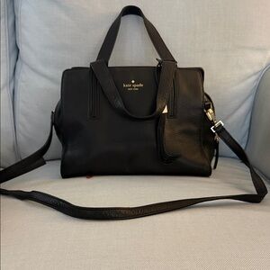 kate spade Black Pebbled Leather Satchel with Removable Strap